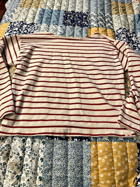 Faherty Sunwashed Long-Sleeve Retro Tee Cream & Red XS